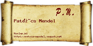 Patócs Mendel névjegykártya
