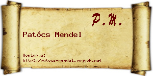 Patócs Mendel névjegykártya